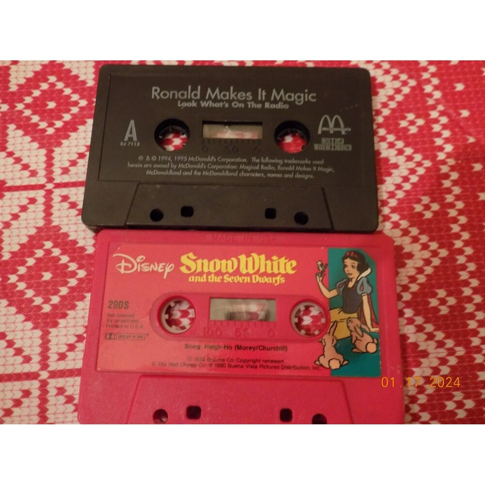 Vintage Childrens Cassettes McDonald's Ronald Makes Magic ,Cinderella Snow White